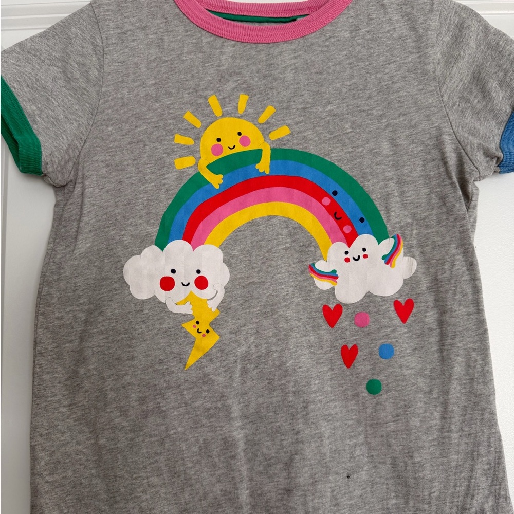 Mini Boden Gray Kids T-Shirt with Rainbow Print